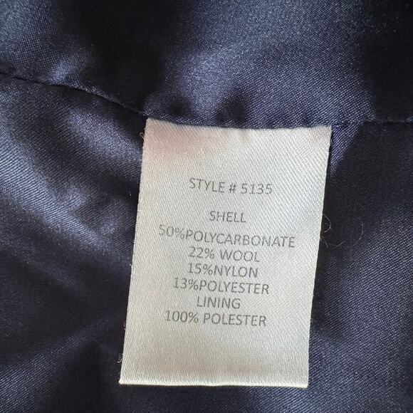 Hutch Tweed Faux-Fur Texture-Rich Wool-Blend Elaina Long Coat Navy Women's Small - Picture 9 of 10